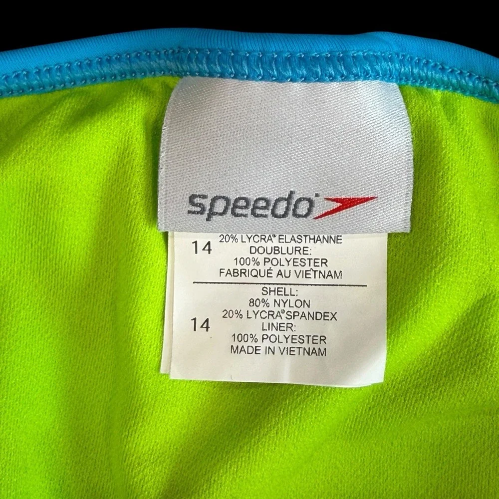 Young Girls/Teen Speedo Bathing Swim Suit NWT Size 14 Multi Color 2 Piece Geo